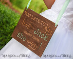 FLOWER GIRL / Page Boy SIGNS rustic too late to run uncle cause here she comes Personalised wood wedding sign, Wooden Page boy sign, Wood Engraved flower girl sign, flower girl wedding day sign, rustic wedding decor for flower girl, daddy here comes mummy, here comes the bride 4