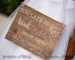 FLOWER GIRL / Page Boy SIGNS rustic Personalised wood wedding sign, Wooden Page boy sign, Wood Engraved flower girl sign, flower girl wedding day sign, rustic wedding decor for flower girl, daddy here comes mummy, here comes the bride5