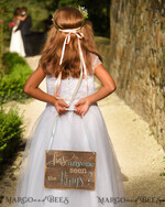 FLOWER GIRL / Page Boy SIGNS rustic Personalised wood wedding sign, Wooden Page boy sign, Wood Engraved flower girl sign, flower girl wedding day sign, rustic wedding decor for flower girl, daddy here comes mummy, here comes the bride3
