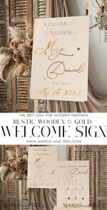 TABLE PLANS AND WEDDING WELCOME SIGNS rustic rustic wood & Gold Wedding Welcome Sign,  Boho Golden Wedding Decor, Personalised Wedding Sign, Wedding Board, Welcome Wedding Board 17