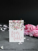 TABLE DECOR SIGNS watercolor Pink Floral Wedding Table Cards, Wedding Signage, Romantic Wedding Table Numbers, Editable Text, Table Decor Wedding Sign, Elegant Personalised Table Numbers 1