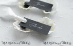 PLACE CARDS / TABLE CARDS Romantic Boho/ Botanical/ Floral Luxury Black Wedding Table Place Cards with White Silk Ribbon, Custom Wording Classy Black Wedding Place Cards,  Romantic Name Tags for Your Wedding Tables5
