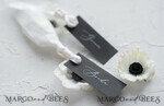 PLACE CARDS / TABLE CARDS Romantic Boho/ Botanical/ Floral Luxury Black Wedding Table Place Cards with White Silk Ribbon, Custom Wording Classy Black Wedding Place Cards,  Romantic Name Tags for Your Wedding Tables5