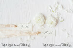 PLACE CARDS / TABLE CARDS Romantic Boho/ Botanical/ Floral Romantic Deckle-Edge Ivory Wedding Place Cards with Silk Ribbon, Elegant Wedding Table Place Cards, Minimalistic Name Tags for Your Wedding Tables, Simple Cards9