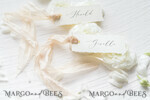 PLACE CARDS / TABLE CARDS Romantic Boho/ Botanical/ Floral Romantic Deckle-Edge Ivory Wedding Place Cards with Silk Ribbon, Elegant Wedding Table Place Cards, Minimalistic Name Tags for Your Wedding Tables, Simple Cards9