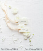 PLACE CARDS / TABLE CARDS Romantic Boho/ Botanical/ Floral Romantic Deckle-Edge Ivory Wedding Place Cards with Silk Ribbon, Elegant Wedding Table Place Cards, Minimalistic Name Tags for Your Wedding Tables, Simple Cards9