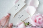 PLACE CARDS / TABLE CARDS Romantic Boho/ Botanical/ Floral White Deckle-Edge Wedding Place Cards with Dyed Silk Ribbon, Elegant Custom Wording Table Place Cards, Minimalistic Name Tags, Simple Modern Wedding Stationery11