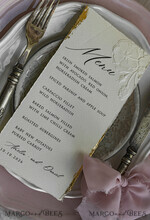 MENÜ & PROGRAMME  
 romantisch Präge-Blumen-Hochzeitsmenü, Luxuriöses Ecru-Dinner-Menü, Chiffonband-Hochzeitsmenü, Elegante Empfangs-Menükarten8