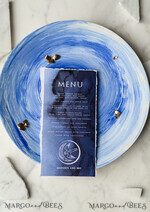 MENU & PROGRAMS romantic Game Of Thrones Inspired Wedding Menu Card, Elegant Royal Navy & White Wedding Menu, Bespoke Watercolor Dinner Menu, Handmade Deckled Edge Custom Wedding Menu  3