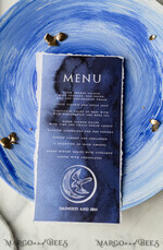 MENU & PROGRAMS romantic Game Of Thrones Inspired Wedding Menu Card, Elegant Royal Navy & White Wedding Menu, Bespoke Watercolor Dinner Menu, Handmade Deckled Edge Custom Wedding Menu  3