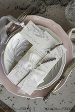 MENÜ & PROGRAMME  
 romantisch Lavendel Blüten Hochzeitsmenü, Luxus Ecru Abendmenü, Chiffonband Hochzeitsmenü, Elegante Empfangsmenükarten5