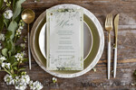 MENU & PROGRAMS romantic Olive Branch Greenery Table Wedding Menu, Rustic Italian Menu With Vellum, Simple Whimsical Menu, Tuscany Watercolor Olive Branch Menu, Mediterranean Menu cards2