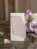 MENÜ & PROGRAMME  
 romantisch Geometrisches minimalistisches Hochzeitsmenü, individuelle Blush- und Elfenbein-Doppelt-Menükarten, modernes handgefertigtes geometrisches Hochzeitsmenü, einfaches rosa und ecrufarbenes Hochzeitsmenükarten.7