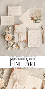 HOCHZEITS EINLADUNGEN moderne Kalligraphie / feine Kunst Feine Kunst Elfenbein Gold Hochzeits Einladung, Florale Hochzeits Einladung, Vintage Einladungsset, Individuelle Hochzeitsort Einladung, Zierschnitt Beige Einladungen7