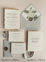 WEDDING INVITATIONS modern calligraphy / fine art Ivory Gold Wedding Invitation, Floral Wedding Invitation, Tuscany Italian Invitation suite, Wreath Monogram wedding invitation suite, Deckled Edge Invites, Torn Edge Wedding Invitations golden, Fine Art Wedding Invitation Suite, Deckled Edge Paper7