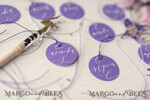 PLACE CARDS / TABLE CARDS calligraphy Romantic Round Purple Wedding Name Tags, Luxury Purple Place Cards, Elegant Purple Wedding Name Tags For Your Wedding Tables, Minimalistic Wedding Place Cards10