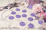 PLACE CARDS / TABLE CARDS calligraphy Romantic Round Purple Wedding Name Tags, Luxury Purple Place Cards, Elegant Purple Wedding Name Tags For Your Wedding Tables, Minimalistic Wedding Place Cards10