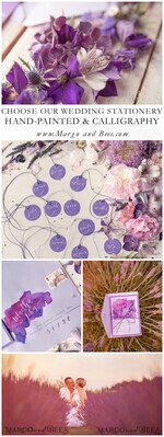 PLACE CARDS / TABLE CARDS calligraphy Romantic Round Purple Wedding Name Tags, Luxury Purple Place Cards, Elegant Purple Wedding Name Tags For Your Wedding Tables, Minimalistic Wedding Place Cards10