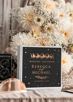 HOCHZEITS-GÄSTEBÜCHER Instax Sofortbildbuch Fotoalbum Hochzeits-Gästebuch personalisiert mit Bogen-Spiegel-Schild-Set, Schwarz Gold Sofortfoto-Buch Boho Halloween Instax Hochzeitsfoto-Gästebuch12