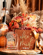 HOCHZEITS-GÄSTEBÜCHER Instax Sofortbildbuch Fall Terracotta Gold Acryl Hochzeitsgäste-Buch personalisiert und Unterschriften-Set, Velvet Rust Sofortbildbuch Boho Elegant Instax Hochzeitsfoto Gästebuch18