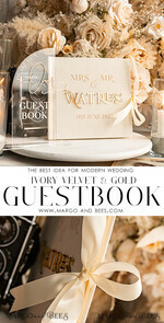 WEDDING GUEST BOOKS Instax Instant Photo Book Ivory Gold Acrylic Wedding Guest Book Personalised & sign set, Velvet Instant Photo Book Boho Elegant Instax Wedding Photo Guestbook25