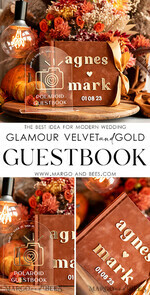 HOCHZEITS-GÄSTEBÜCHER Instax Sofortbildbuch Fall Terracotta Gold Acryl Hochzeits-Gästebuch personalisiert und Unterschrift-Set, Samt Rost Sofortbildbuch Boho Elegant Instax Hochzeitsfotos Gästebuch22