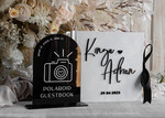 HOCHZEITS-GÄSTEBÜCHER Instax Sofortbildbuch Schwarz & Weiß Terrakotta Gold Acryl Hochzeitsgästebuch personalisiert & Unterschriften-Set, Samt elegantes Sofortfoto-Buch Boho Elegantes Instax Hochzeitsfoto-Gästebuch20