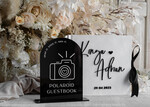 HOCHZEITS-GÄSTEBÜCHER Instax Sofortbildbuch Schwarz & Weiß Terrakotta Gold Acryl Hochzeitsgästebuch personalisiert & Unterschriften-Set, Samt elegantes Sofortfoto-Buch Boho Elegantes Instax Hochzeitsfoto-Gästebuch20