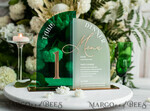TABLE DECOR SIGNS Acrylic table decor Numbers Acrylic Arch Table Number and menu Combo, Green and Frozen Acrylic gold Sign, Gold Plexi Table Number and Menu Combo Luxury Wedding Table Decor, Wedding Signage15