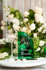 TABLE DECOR SIGNS Acrylic table decor Numbers Acrylic Half Arch Green Bar Menu, Transparent Acryl and gold Bar Menu, Greenery Gold Plexi Drink Bar Menu, Green Luxury Drink Bar Table Decor, Botanical Wedding14
