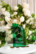 TABLE DECOR SIGNS Acrylic table decor Numbers Acrylic Half Arch Green Bar Menu, Transparent Acryl and gold Bar Menu, Greenery Gold Plexi Drink Bar Menu, Green Luxury Drink Bar Table Decor, Botanical Wedding14
