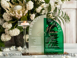 TABLE DECOR SIGNS Acrylic table decor Numbers Acrylic Arch Emerald Green Dessert menu, Green Acrylic gold Candy Bar Sign, Green Gold Plexi Table Arch Menu, Luxury Greenery Wedding Table Decor,10