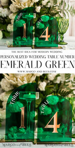 TABLE DECOR SIGNS Acrylic table decor Numbers Acrylic Half Arch Green Table Numbers, Green Acrylic and gold table numbers, Emerald Green Gold Plexi Table Numbers,  Luxury Wedding Table Decor, Wedding Sign20