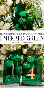TABLE DECOR SIGNS Acrylic table decor Numbers Acrylic Half Arch Green Table Numbers, Green Acrylic and gold table numbers, Emerald Green Gold Plexi Table Numbers,  Luxury Wedding Table Decor, Wedding Sign20