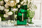 TABLE DECOR SIGNS Acrylic table decor Numbers Acrylic Half Arch Green Table Numbers, Green Acrylic and gold table numbers, Emerald Green Gold Plexi Table Numbers,  Luxury Wedding Table Decor, Wedding Sign20