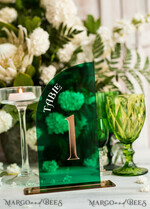 TABLE DECOR SIGNS Acrylic table decor Numbers Acrylic Half Arch Green Table Numbers, Green Acrylic and gold table numbers, Emerald Green Gold Plexi Table Numbers,  Luxury Wedding Table Decor, Wedding Sign20