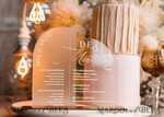 TABLE DECOR SIGNS Acrylic table decor Numbers Acrylic Arch Table Number and menu Combo, Clear and Frozen Acryl gold Signs, Gold Plexi Table Numbers nad Menu Combo Luxury Wedding Table Decor, Wedding Signage17