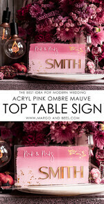 TABLE DECOR SIGNS Acrylic table decor Numbers Acrylic Ombre Pale Pink Mauve Top Table sign,  Gold Mirror Acrylic Sign, Golden Plexi Top Table sign, Luxury Wedding Table Decor, Wedding Signage, editable text9