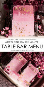 TABLE DECOR SIGNS Acrylic table decor Numbers Acrylic Bar Menu, Mauve Ombre Clear Acryl and gold Sign, Gold Plexi card box sign, Luxury Wedding Table Decor, Wedding Signage Golden mirror sign, editable text42