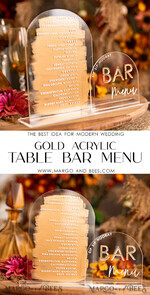 TABLE DECOR SIGNS Acrylic table decor Numbers Acrylic Arch Bar Menu, Clear Acrylic and gold Sign, Gold Plexi table signs, Luxury Wedding Table Decor, Wedding Signage Golden mirror cards sign, Editable text14