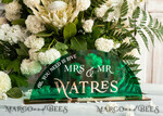 TABLE DECOR SIGNS Acrylic table decor Numbers Acrylic Arch Emerald Green Top Table Sign, Green Acrylic And Gold Top Table Sign, Gold Plexi Top Table Sign, Luxury Wedding Table Decor10