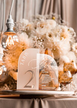 TABLE DECOR SIGNS Acrylic table decor Numbers Acrylic Arch Table Number and menu Combo, Clear and Frozen Acrylic gold Sign, Gold Plexi Table Number and Menu Combo Luxury Wedding Table Decor, Wedding Signage21