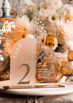 TABLE DECOR SIGNS Acrylic table decor Numbers Acrylic Arch Table Number and menu Combo, Clear and Frozen Acrylic gold Sign, Gold Plexi Table Number and Menu Combo Luxury Wedding Table Decor, Wedding Signage21