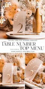 TABLE DECOR SIGNS Acrylic table decor Numbers Acrylic Arch Table Number and menu Combo, Clear and Frozen Acrylic gold Sign, Gold Plexi Table Number and Menu Combo Luxury Wedding Table Decor, Wedding Signage21