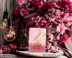 TABLE DECOR SIGNS Acrylic table decor Numbers Pale Pink Ombre Mauve Acrylic Table Numbers, Dusty Rose Acrylic & gold Sign, Gold Plum Plexi Table Numbers, Luxury Purple Wedding Table Decor,3D Wedding Signage16