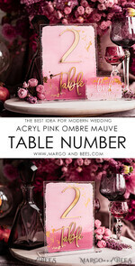 TABLE DECOR SIGNS Acrylic table decor Numbers Pale Pink Ombre Mauve Acrylic Table Numbers, Dusty Rose Acrylic & gold Sign, Gold Plum Plexi Table Numbers, Luxury Purple Wedding Table Decor,3D Wedding Signage16