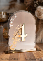 TISCHDEKORATIONSCHILDER   Acryl Tischdekoration Zahlen Acrylbogen Ombre Beige Tischnummern, klare Acryl- und Goldtischnummern, Nude Taupe Gold Plexi Tischnummern, tanfarbene Luxus Hochzeits Tischdekoration, erdige Hochzeitsschild.15