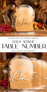 TABLE DECOR SIGNS Acrylic table decor Numbers Acrylic Arch Table Numbers, Clear Acrylic And Gold Sign, Gold Plexi Table Numbers, Luxury Wedding Table Decor, Wedding Signage Golden Mirror Table Numbers  17