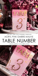 TABLE DECOR SIGNS Acrylic table decor Numbers Pale Pink Ombre Mauve Acrylic Table Numbers, Dusty Rose Acrylic & gold Sign, Gold Plum Plexi Table Numbers, Luxury Purple Wedding Table Decor, Wedding Signage Golden mirror table numbers11