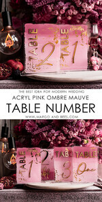 TABLE DECOR SIGNS Acrylic table decor Numbers Pale Pink Ombre Mauve Acrylic Table Number, Dusty Rose Acrylic & gold Sign, Gold Plum Plexi Table Numbers, Luxury Purple Wedding Table Decor, 3D Wedding Signage18
